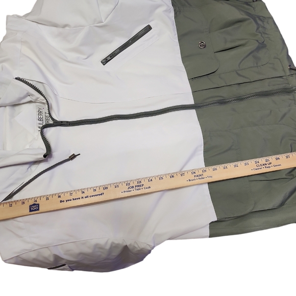 Mulberry St Women's  XL white green block hooded. Vtg. Anchor buttons. - Picture 10 of 12